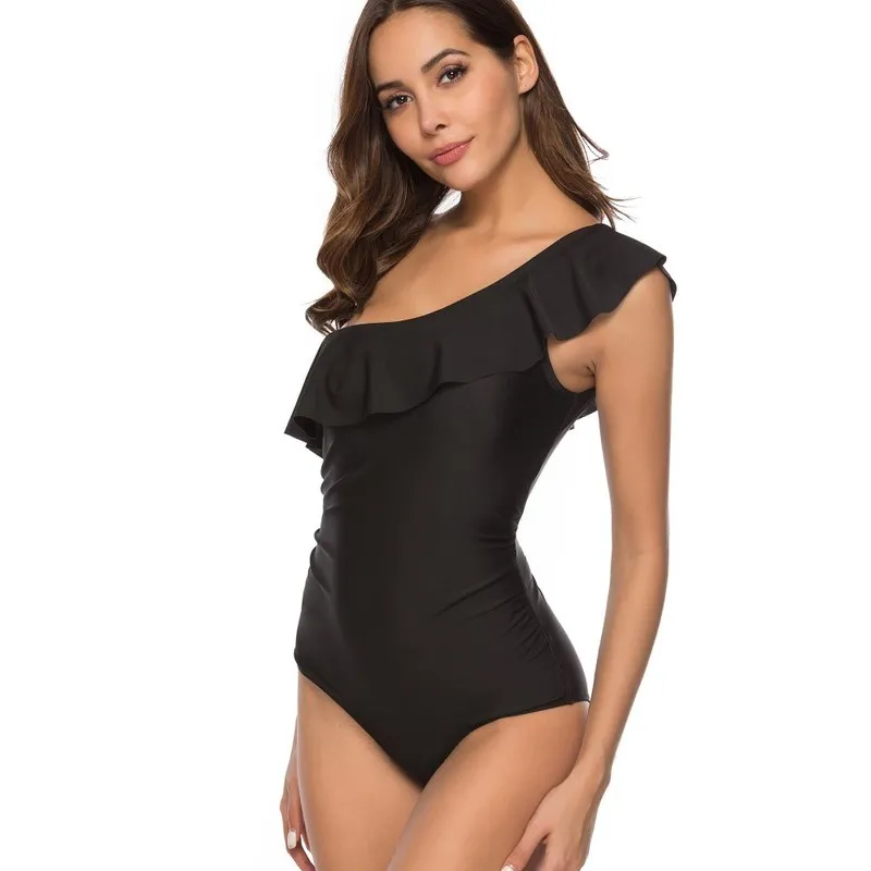 Женский купальный костюм Цельный купальник на одно плечо асимметричный с