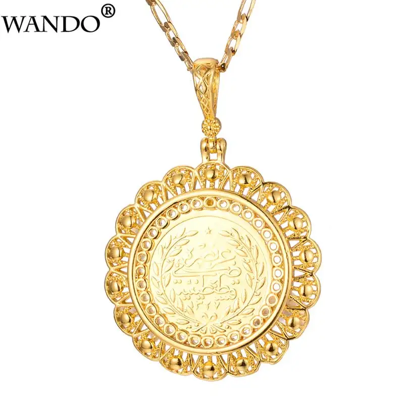 style 5 WANDO Турция колье с монетой для мужчин медные, золотистого цвета Арабские Ювелирные украшения турки новая пара кулон цепь турецкий древний подарок 4,7 см - Окраска металла: style 5
