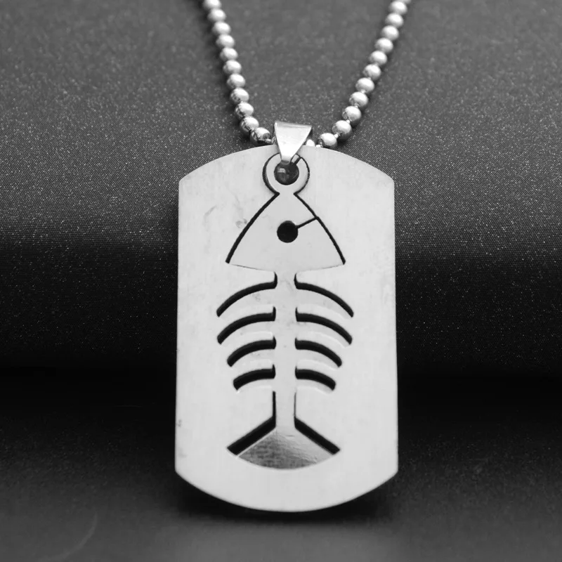 30 stainless steel double layer fish bone charm necklace detachable fish bone necklace sea bottom animal bone necklace jewelry