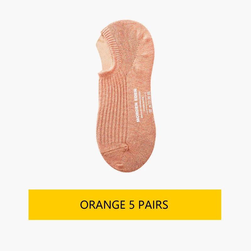 5Pair Cotton Women Invisible Fashion Short Ankle Socks women Cute color Summer crew Boat women Socks - Цвет: Оранжевый
