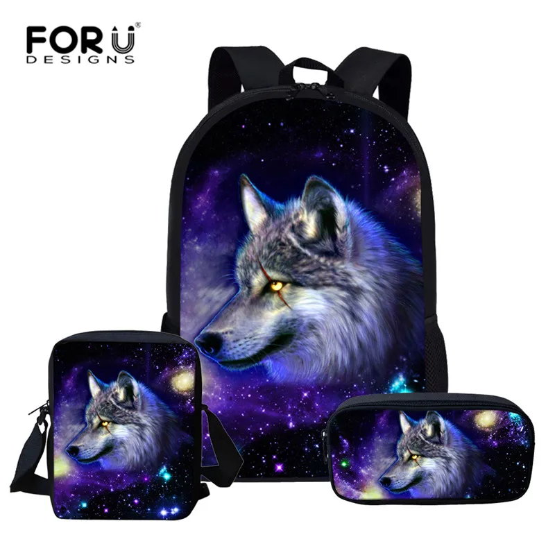 CC3196CEK FORUDESIGNS/рюкзак с крутым волком для подростков, мальчиков, девочек, сумки для книг, дорожная детская школьная сумка, набор для детей, Сумка с галактикой, Mochila escolar - Цвет: CC3196CEK