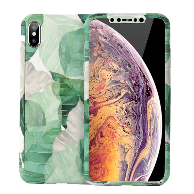 Cqoue для iPhone Xs Max Xr X Тропическое растение лист 360 полностью защищающий жесткий