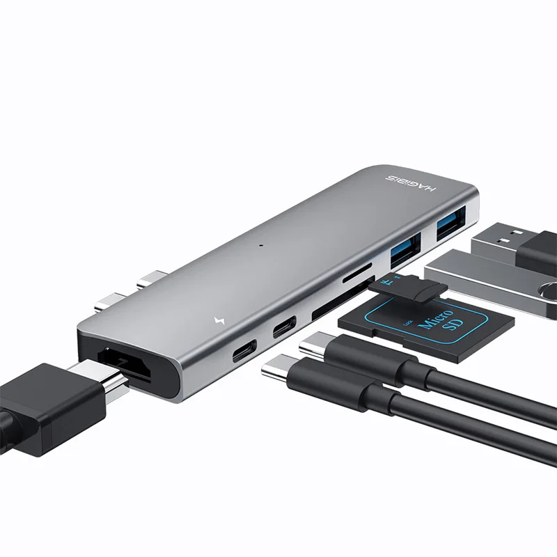 Черный Xiaomi hagides usb type-C зарядный адаптер 7 в 1 TF/SD/PD/2 USD 3,0/концентратор HDMI зарядный конвертер зарядное устройство для Macbook Pro/air - Цвет: Черный