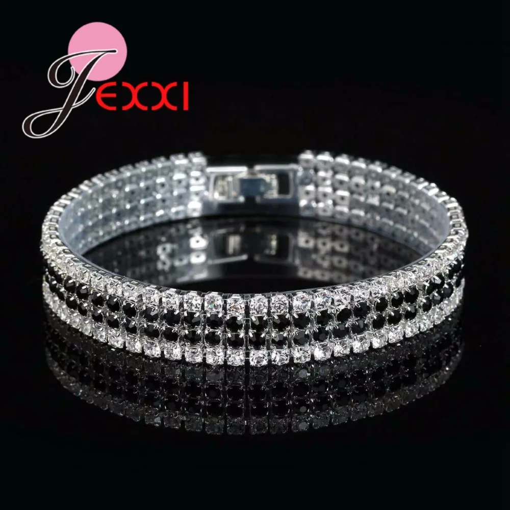 5 Colors Luxury 925 Sterling Silver Bracelets For Women AAA Cubic Zircon Charm Bracelet Bangles Wedding Party Jewelry | Украшения и