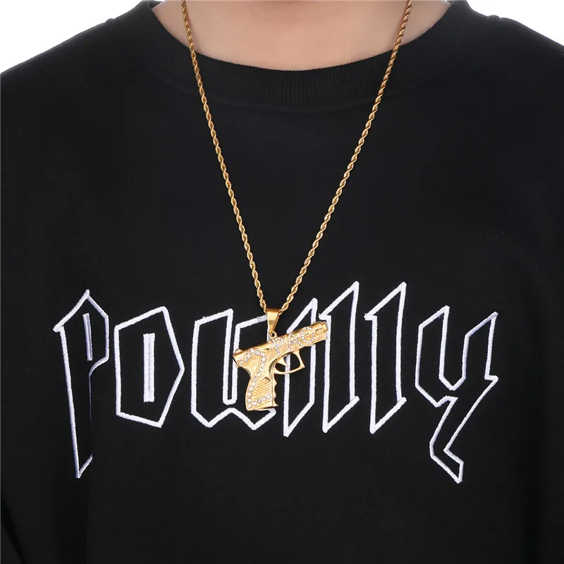 Крутое ожерелье в форме пистолета стиле хип хоп 2 PAC мужские ожерелья из