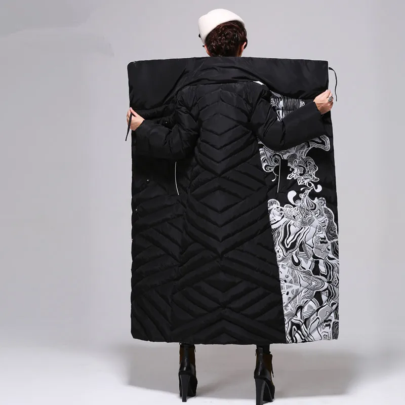 Пуховик женский белый длинный до колена C2497 | Женская одежда