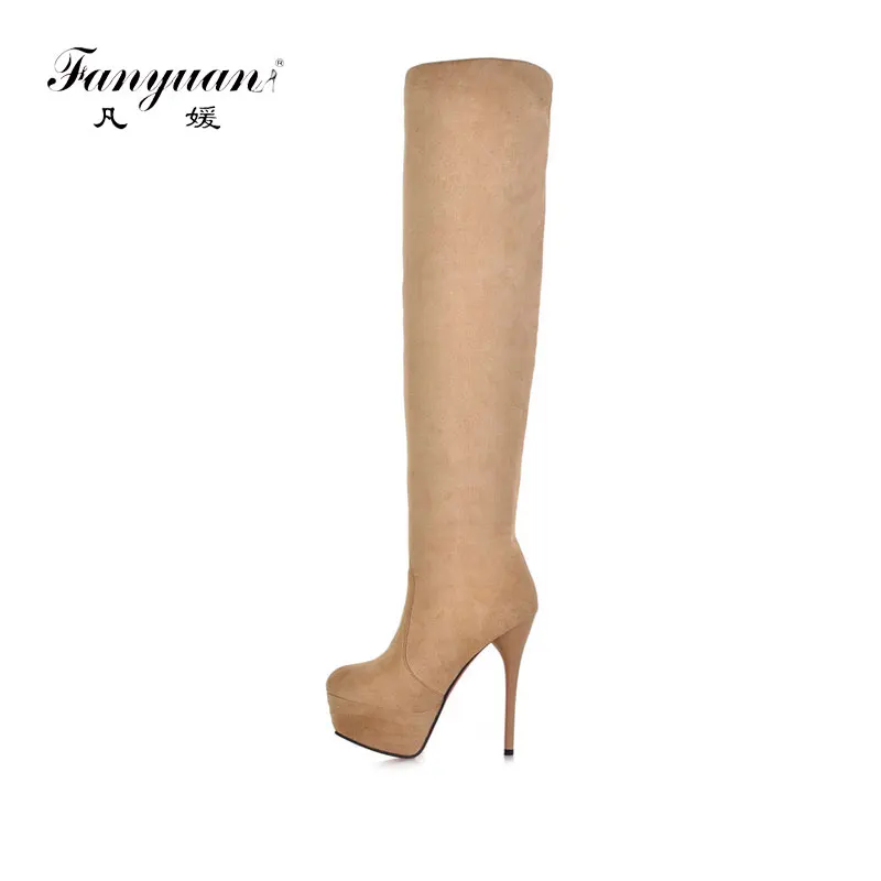 

Winter Boots Big Size 34-43 Women Over Knee High Boots Sexy Thin High Heels Shoes Round Toe Platform Women Winter Snow Boots