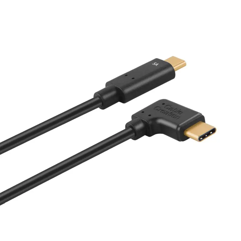 Фото Кабель CableCreation USB Type C (5A) черный на левый угол кабель для быстрой зарядки Поддержка Кабель CableCreation USB Type C (5A) черный на левый угол кабель для быстрой зарядки Поддержка