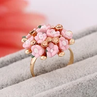 flower ring earrings set personality fashion female crystal ceramic flowers simple ring and earrings