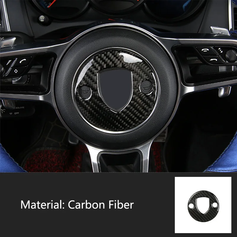 Carbon Fiber Углеродное волокно Руль украшение-эмблема 3D автомобиля наклейки Средства для укладки волос для Porsche Macan Panamera 718 Cayenne - Название цвета: Carbon Fiber