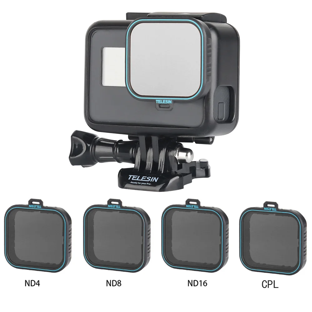 TELESIN CPL поляризационный поляризатор ND4 ND8 ND16 фильтры для экшн-камеры Набор фильтров для GoPro Hero 5 Hero 6 Hero 7(черный
