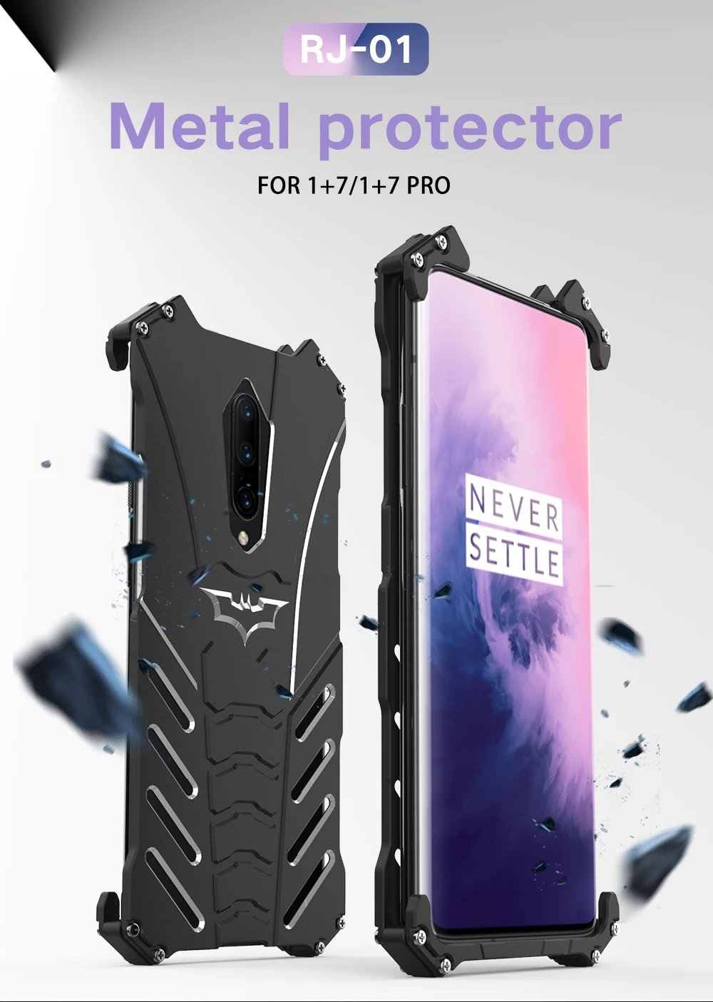 R-JUST для Oneplus 7 металлический чехол Роскошный Doom сверхмощный Броня алюминиевый сплав чехол для One plus 7 Pro противоударный защитный чехол
