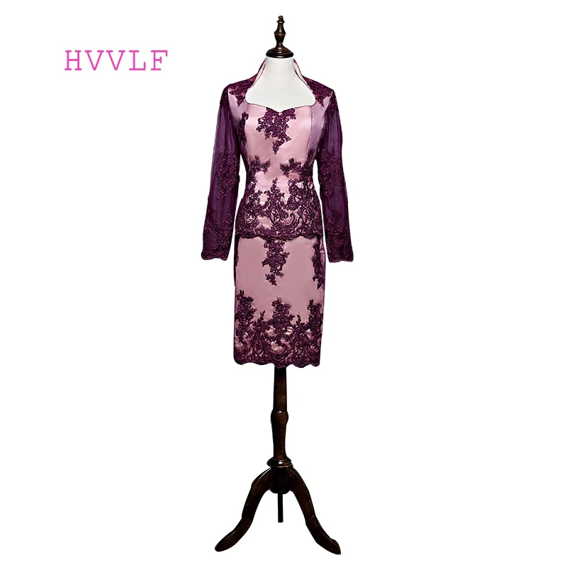 Платья для матери невесты Красные кружевные платья длиной до колена с рукавом 3/4