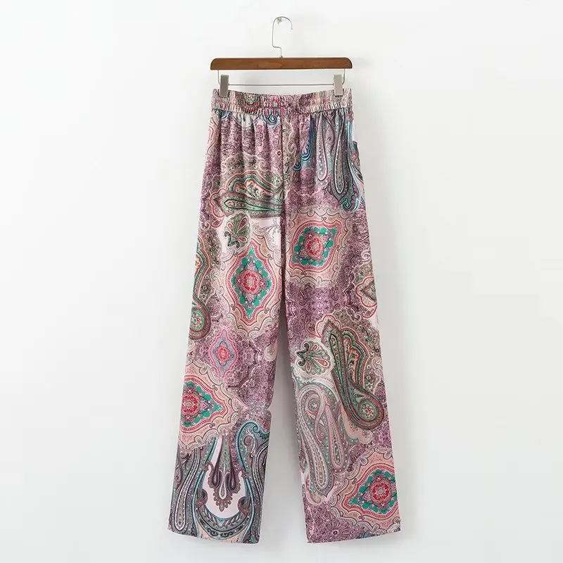 newpiece set women Suit female 2019 ethnic style lazy pajamas wind holiday clothing jacket + high waist wide leg pants suit | Женская