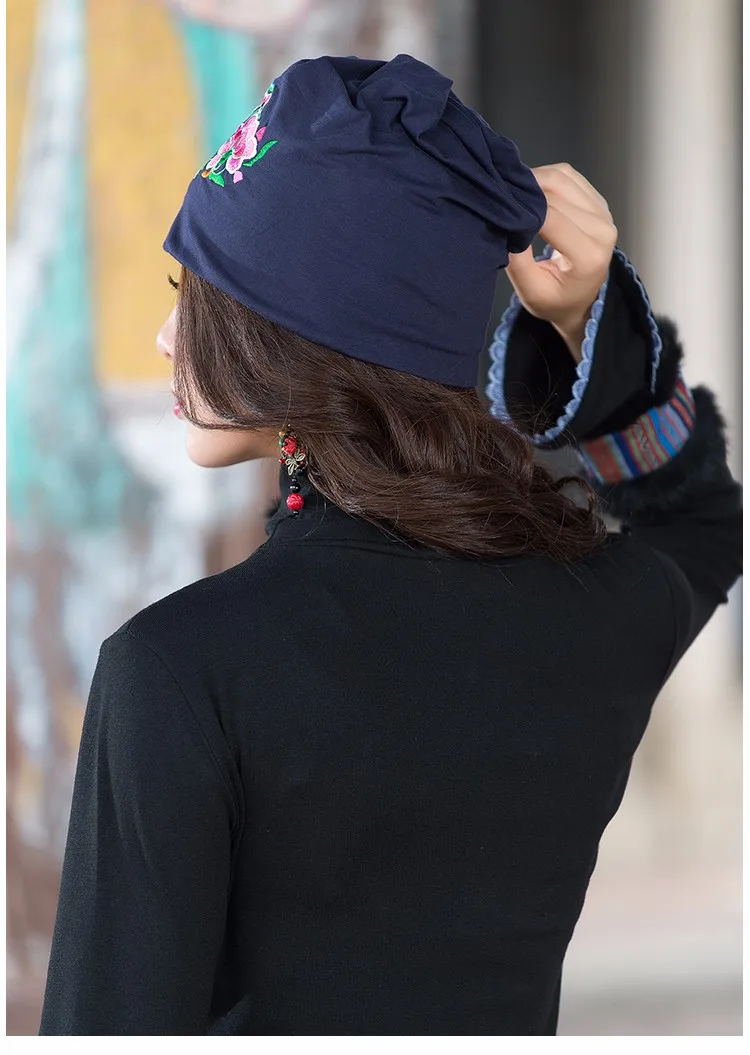 Cheshanf мексиканский стиль этнические винтажные черно синие банданы с вышитыми