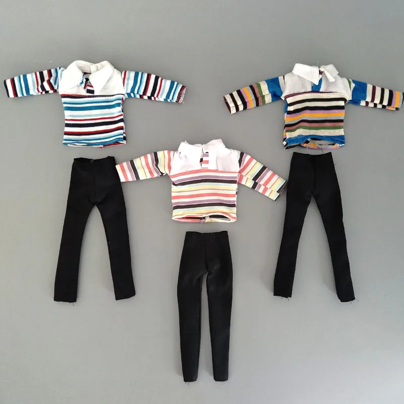 1 комплект 1:6 Одежда для мальчиков куклы цветная полосатая рубашка и брюки штаны