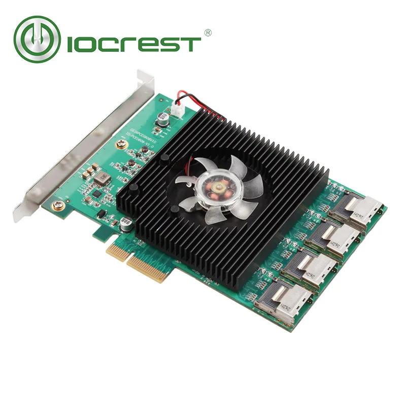 IOCREST 16 портов SATA 6G PCI Экспресс контроллер карты Marvell 88SE9215 чипсет PCIe на III 3 0 с