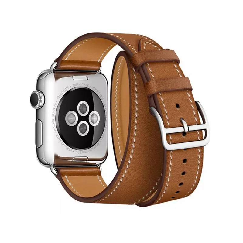 Brown Для Apple Watch Series 4 3 2 1 Swift кожаный двойной одиночный Тур часы группа Herm Логотип Ремешок для iWatch замена Браслет ремень - Band Color: Brown