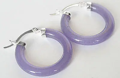 Hot sale Free Shipping&gt&gt&gt&gtLady's Purple Jade 925 Sterling Silver Ring Hoop Pierced Earrings Jewelry | Украшения и