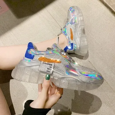 Весенние трендовые женские прозрачные кроссовки Harajuku женская прозрачная обувь