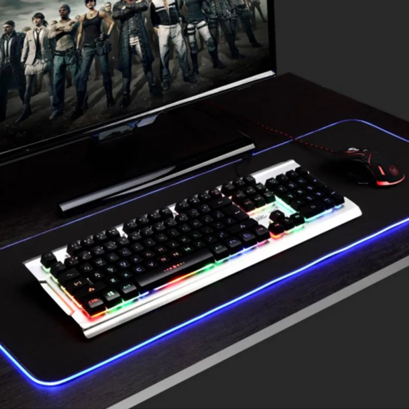 Светящийся красочный игровой коврик для мыши RGB Большой светящийся USB LED