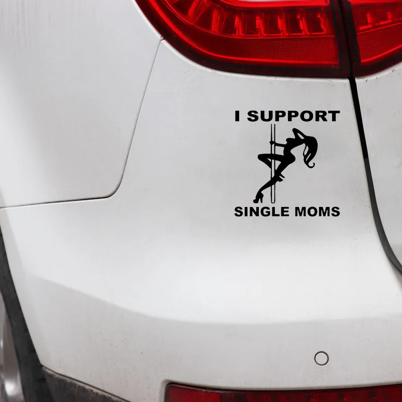 

YJZT 15CM*15CM I Support Single Moms Funny Decal Car Sticker Black Silver Vinyl Graphical C11-1731
