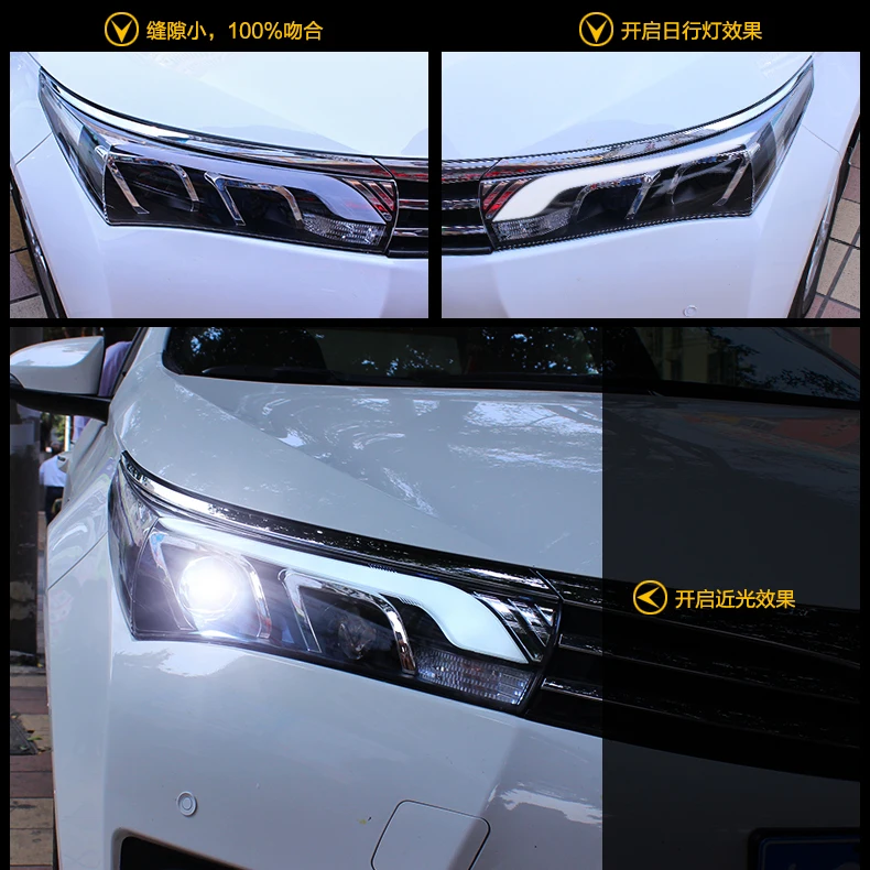 Видео дисплей Автомобильный Стайлинг для Corolla фары altis светодиодный DRL hid лампы Биксеноновые линзы hi lo луч парковка противотуманные фары
