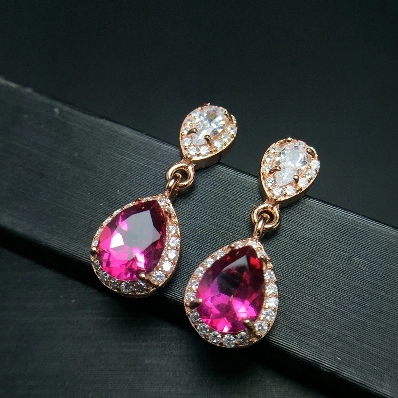 

Uloveido Teardrop Red Topaz Gemstone Stud Earrings for Women, 925 Sterling Silver Anniversary Pink Earrings for Women 20% FR145
