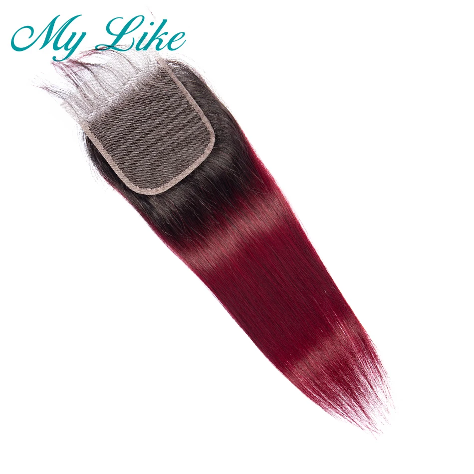 My Like Ombre 2 тона 1b/99j Бургундия Кружева Закрытие бразильские прямые не Реми