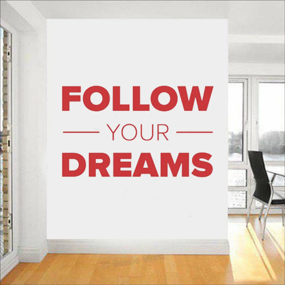 Follow Your Dreams Quotes Wall Stickers Kids Bedroom Home Interior Decor Removable Vinyl Inspiring Decal Quote Office Z751 | Дом и сад
