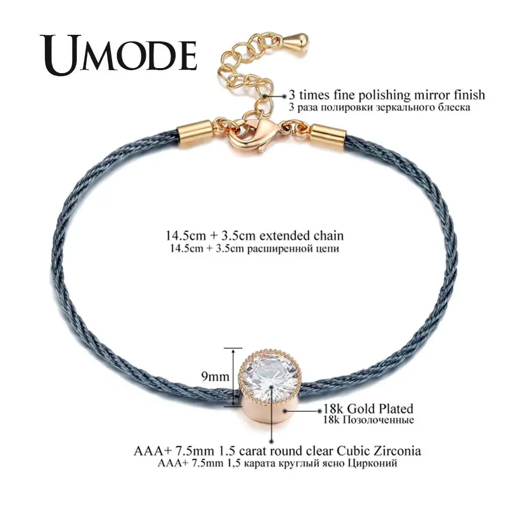 Женский браслет с фианитом UMODE вечерние браслеты круглым ювелирные изделия для