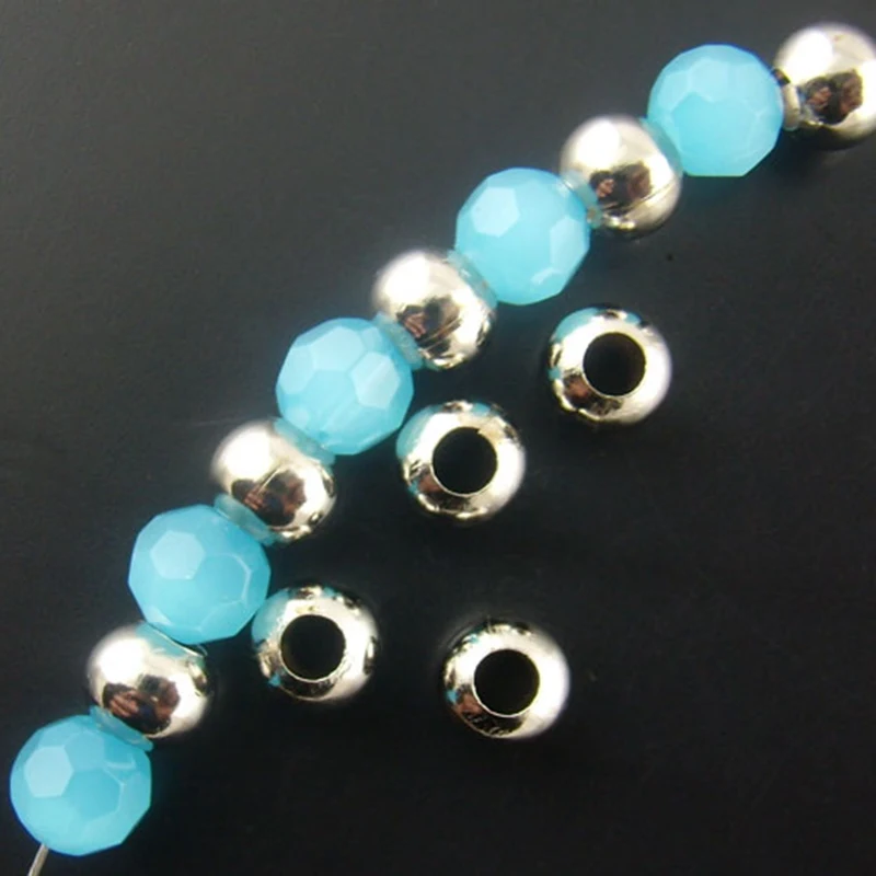 LASPERAL Обжимные бусины 4 мм серебристого цвета круглые разделители фурнитура для