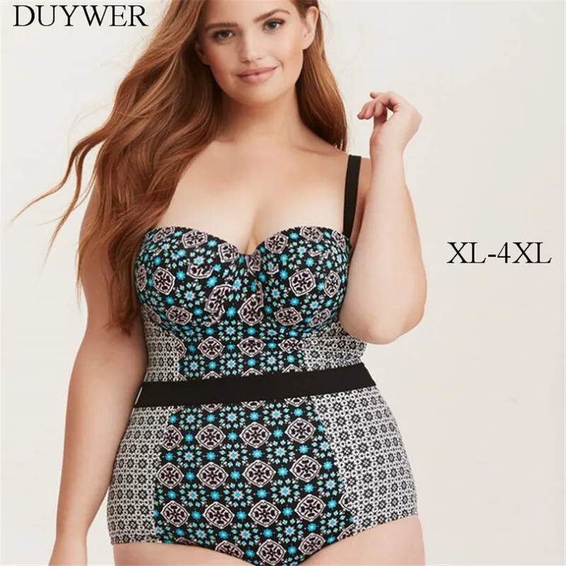 Большой размер Женский Цельный купальник с принтом сексуальное бикини XL 4XL 3XL XXL