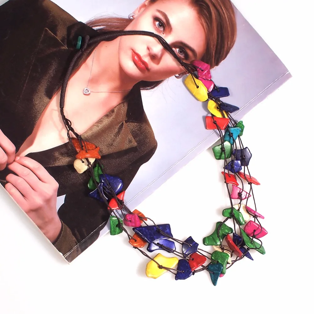 Длинное деревянное ожерелье ручной работы MANILAI в богемном стиле женские