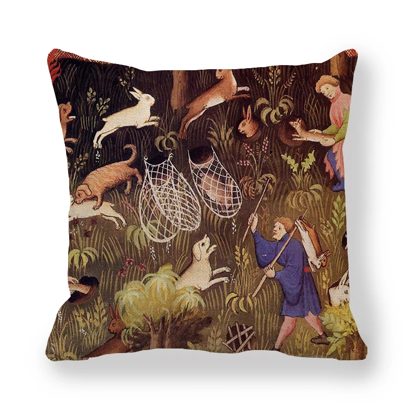 10 45cm*45cm medieval greyhound and Royal Hunt linen/cotton throw pillow covers couch cushion cover home decor pillow - Цвет: 10