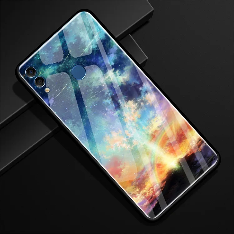 06 Чехол из закаленного стекла для huawei Honor 8X, черный силиконовый чехол-бампер для huawei Honor 8X X8 8X6,5" - Цвет: 06