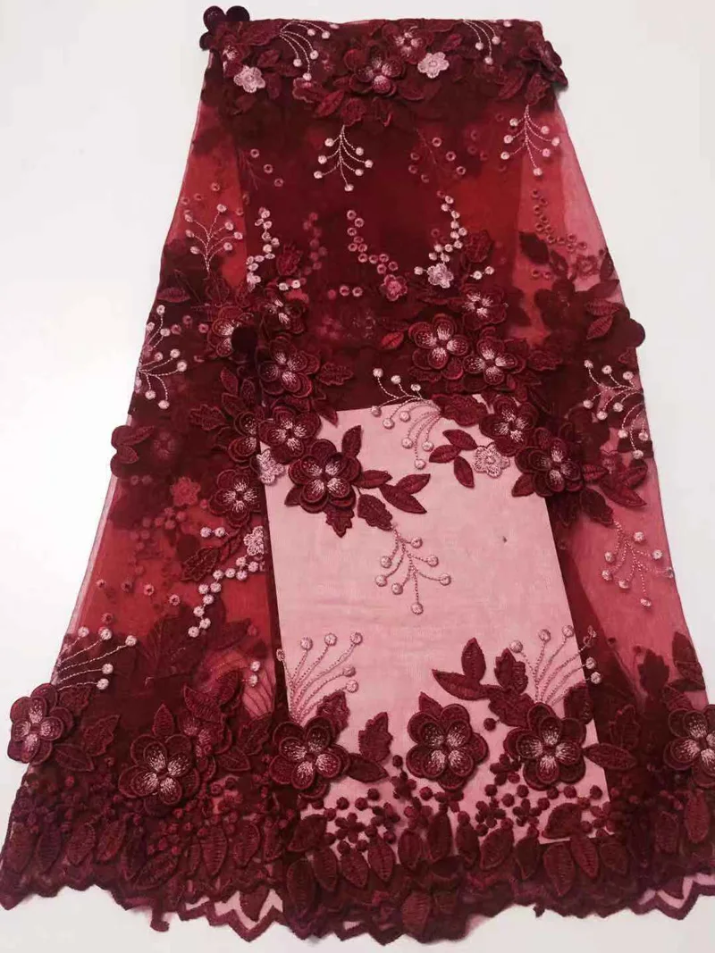 Красивая Белая французская сетчатая кружевная ткань нежная 3D Тюлевая с