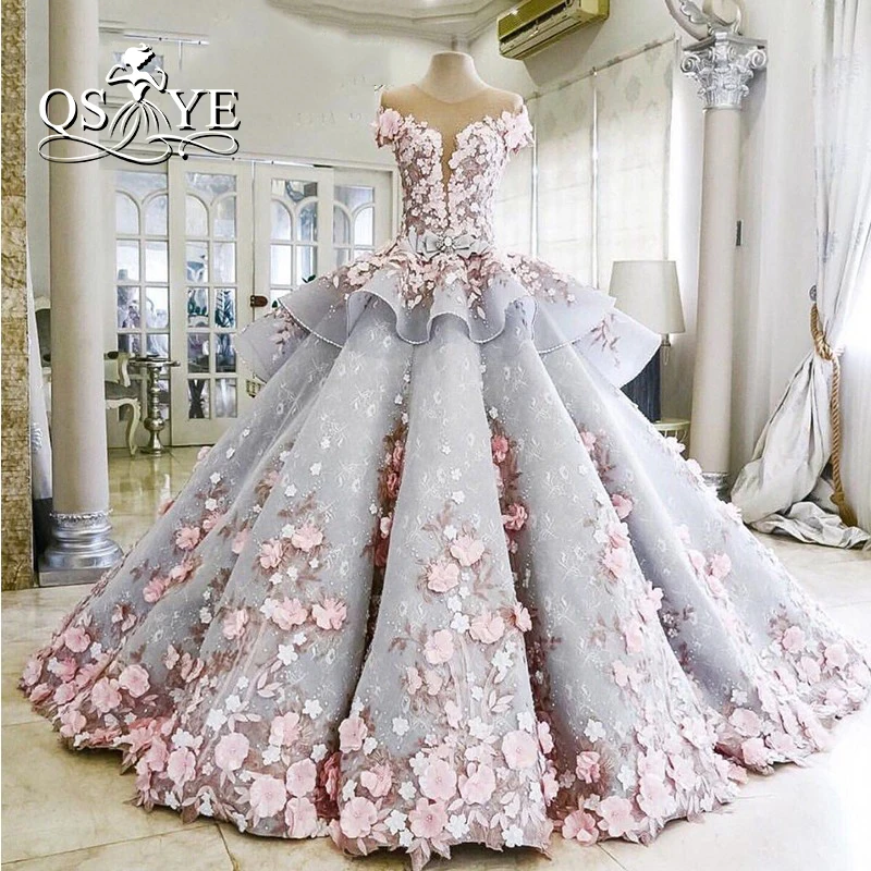 Vestidos de novia 2017 роскошное бальное платье свадебные платья милое розовое принцессы