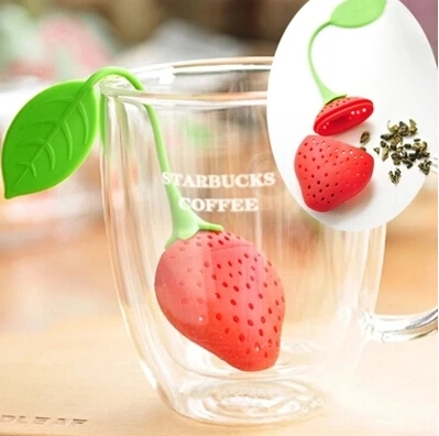 

(50pcs) Silicone Strawberry Tea Strainer Herbal Spice Infuser Filter Tools