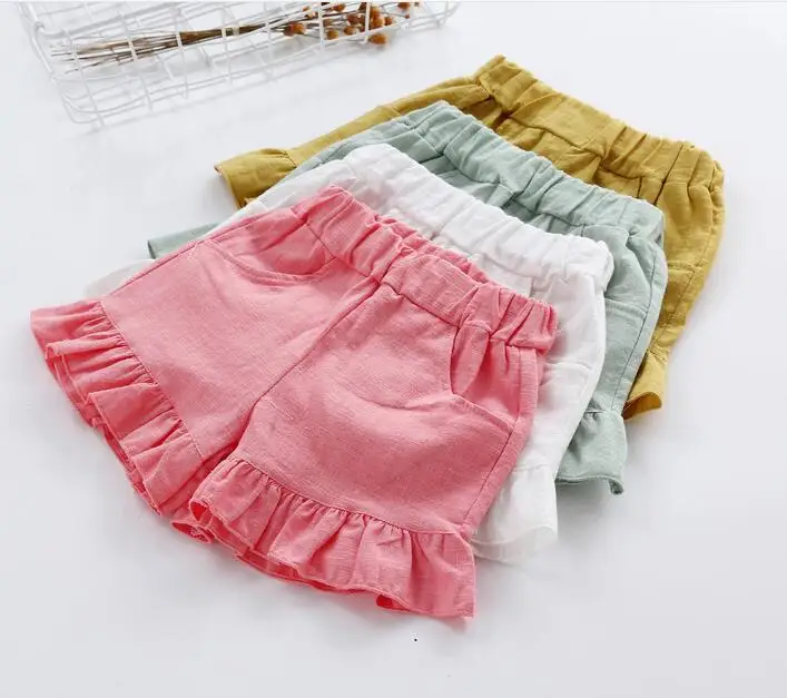 Оптовая продажа новинка 2017 хлопковые шорты для девочек однотонные штаны с бантом