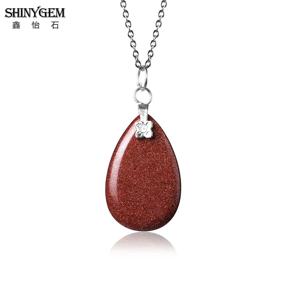 2023 ShinyGem натуральный камень элегантные капли воды золото Песок Подвески и