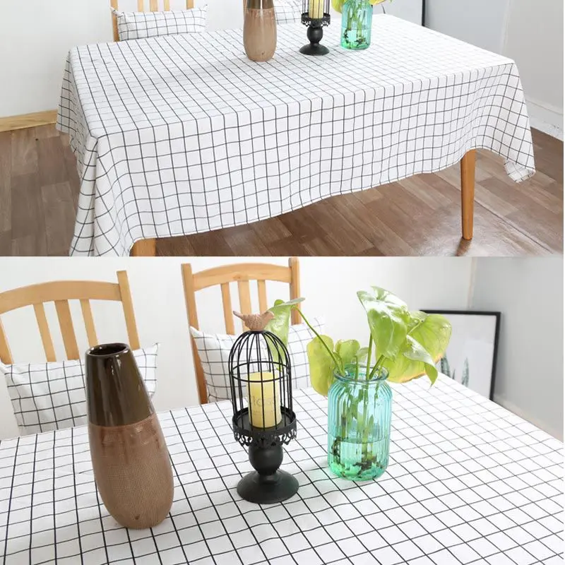 Скатерть в скандинавском стиле простая черно-белая хлопковая скатерть клетку