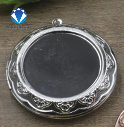 MINGXUAN, 2 шт., подходит для 30 мм, круглый медный медальон, подвески, фото медальон, ювелирные изделия, филигранный винтажный медальон, 6 цветов - Окраска металла: Rhodium