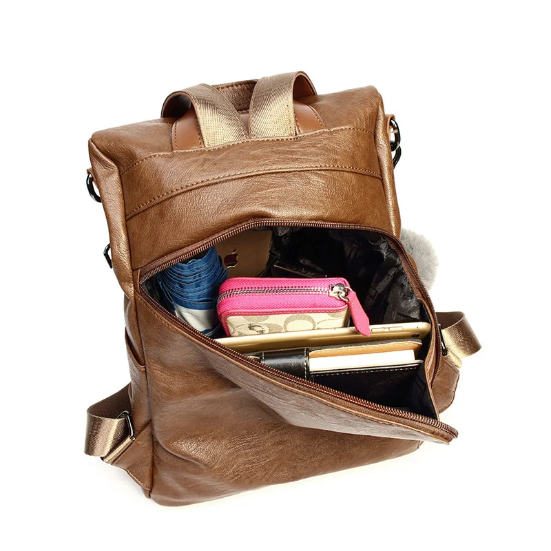 

Women Backpacks Female School Bags For Teenage Girls Black PU Leather Women Backpack Shoulder Bag Mochila Feminina