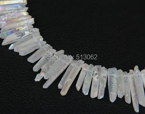 Радужные белые мистические титановые кварцевые кристаллические бусины сверху