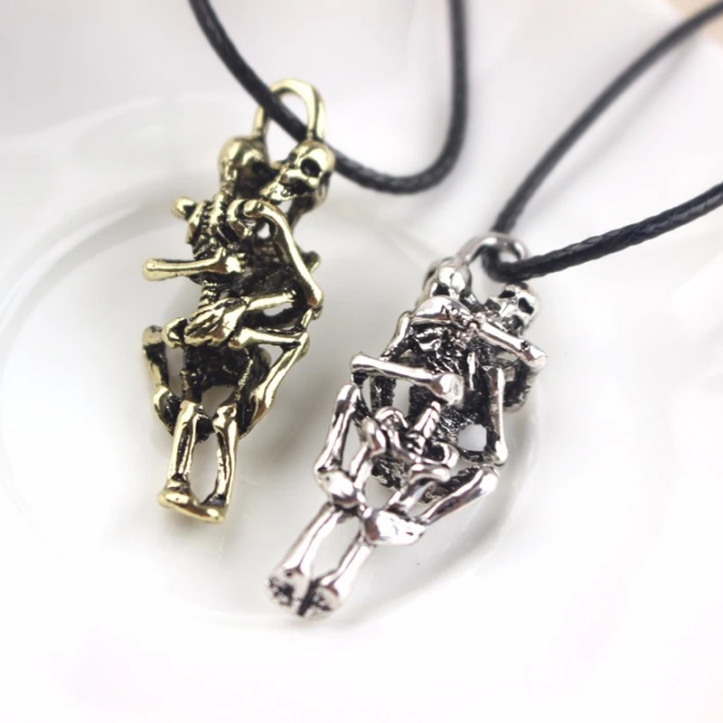 Женское Ожерелье с черепами Goth Punk колье подвеской в виде скелета украшение