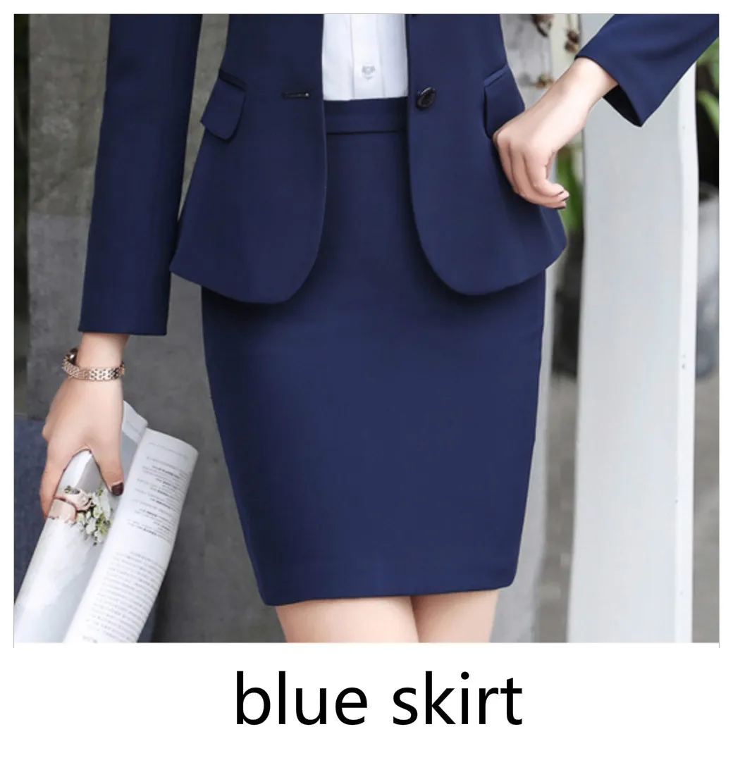 Blue Skirt Осень зима весна женские блейзеры, куртки, пиджак, цветной приталенный костюм с длинным рукавом, на пуговицах, для женщин, для офиса, для девушек, официальный - Цвет: Blue Skirt