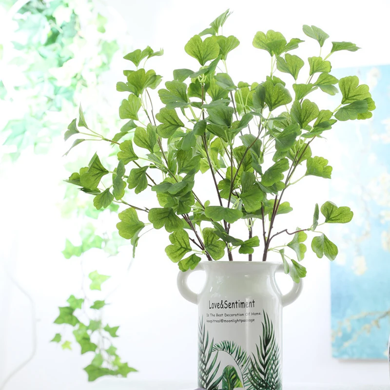 Зеленые листья Ginkgo для оформления свадебной фотосессии|Искусственные растения| |