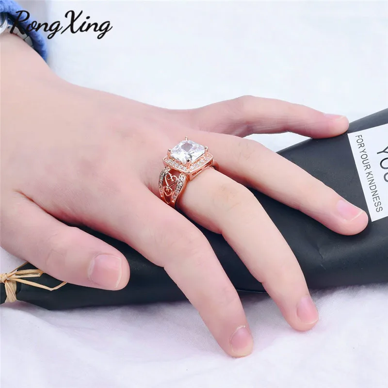 RongXing великолепные розовые Золотые заполненные квадратные большие белые