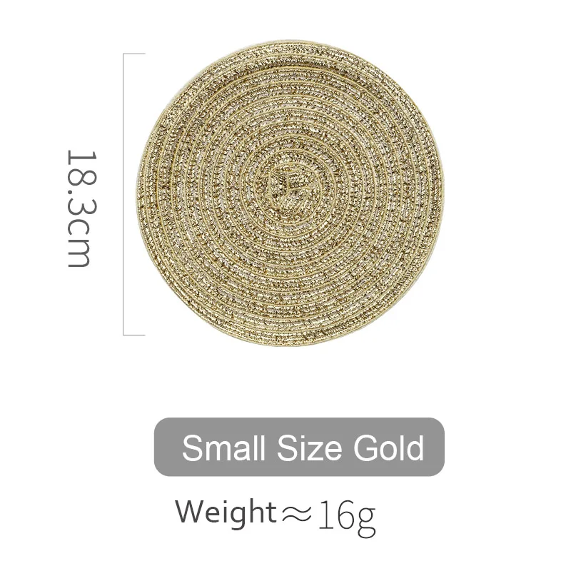 Small-Gold 4 шт./лот коврик для обеденного стола, круглый коврик из хлопка и льна, пасторальный коврик для чаши, вязаные коврики, аксессуары для стола - Цвет: Small-Gold